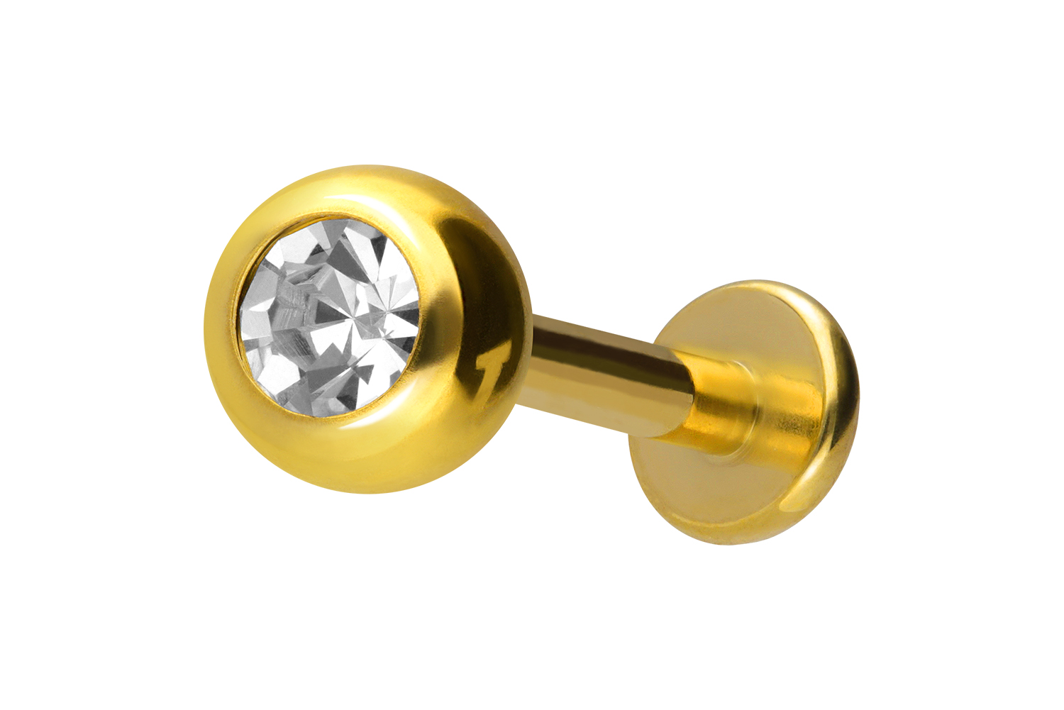 Titan Labret Piercing mit Innengewinde KRISTALL